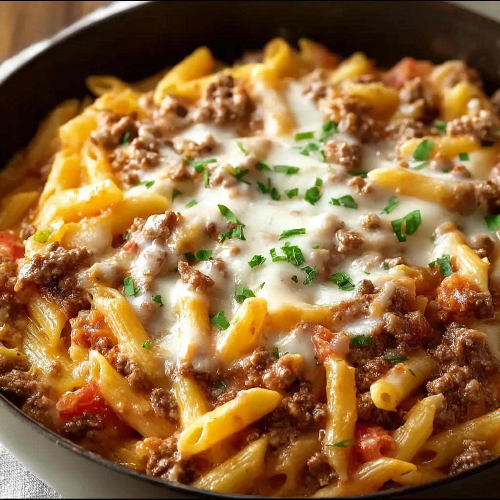 Creamy Rotel Pasta with Ground Beef
