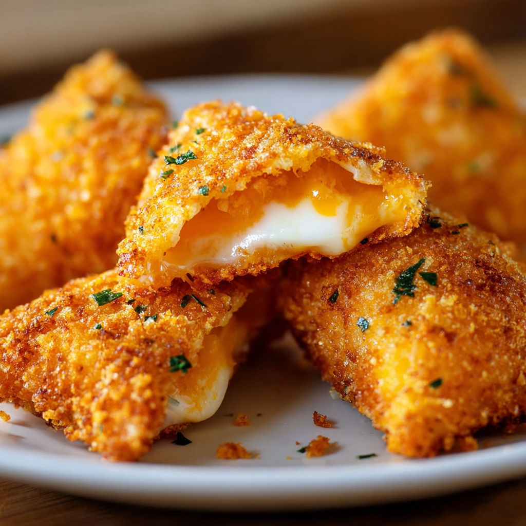 A delicious plate of crispy, fried Doritos cheese bites.
