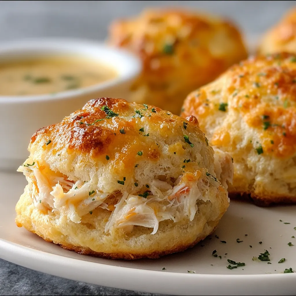 CRAB STUFFED CHEDDAR BAY BISCUITS with LEMON BUTTER SAUCE
