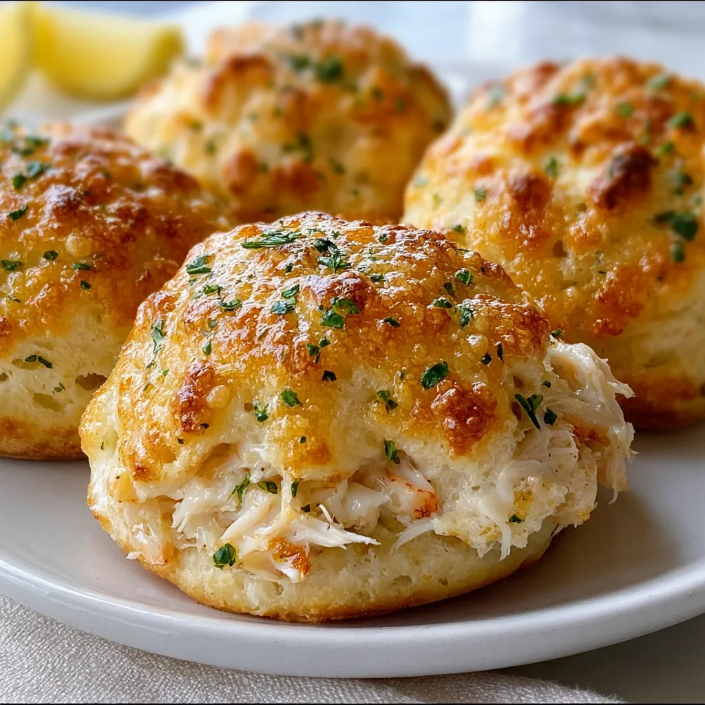 CRAB STUFFED CHEDDAR BAY BISCUITS with LEMON BUTTER SAUCE