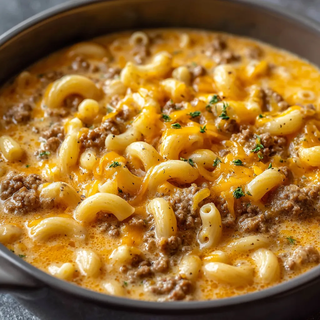 One-Pot Macaroni Cheeseburger Soup