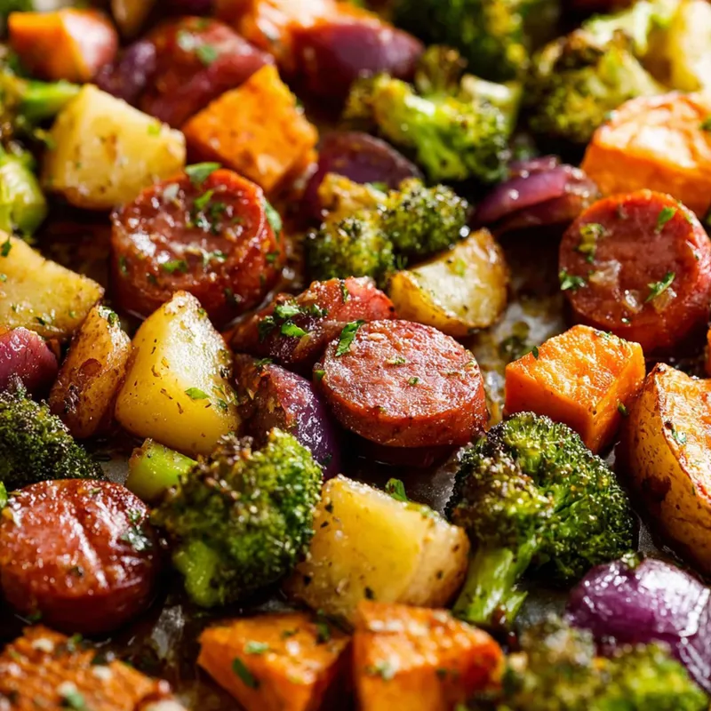 Sheet Pan Honey Garlic Kielbasa, Potatoes, & Broccoli