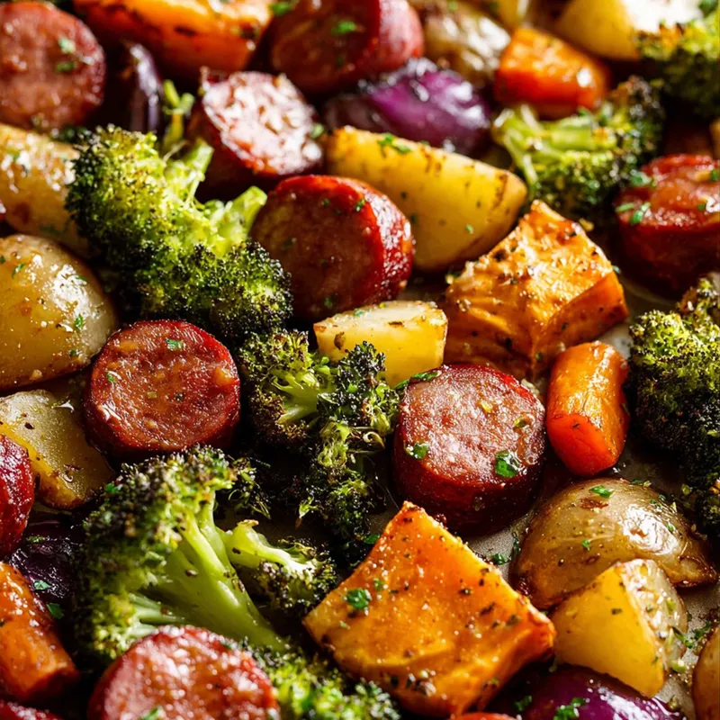 Sheet Pan Honey Garlic Kielbasa, Potatoes, & Broccoli