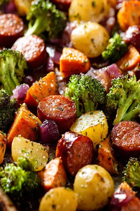 Sheet Pan Honey Garlic Kielbasa, Potatoes, & Broccoli