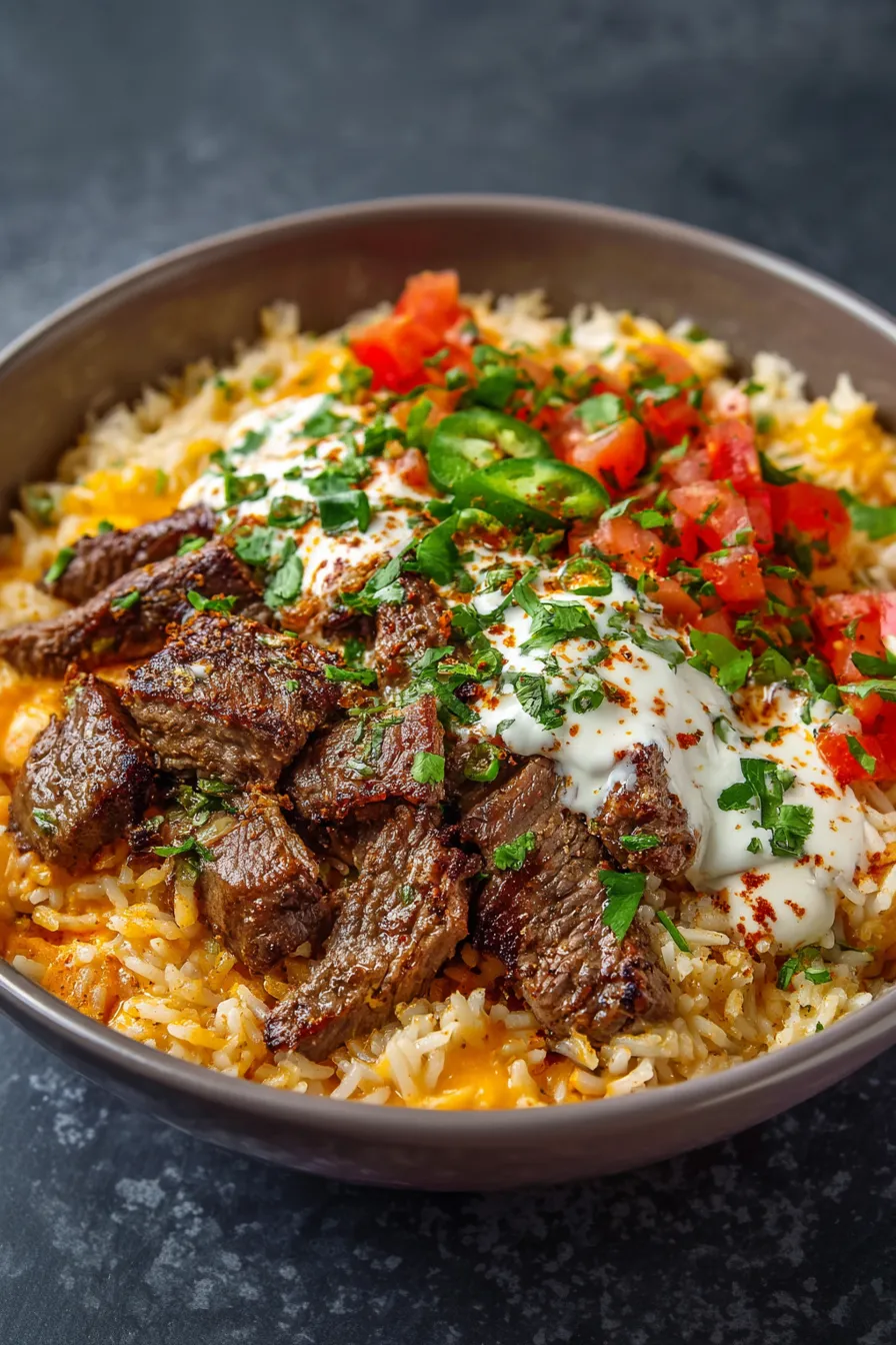 Steak Queso Rice
