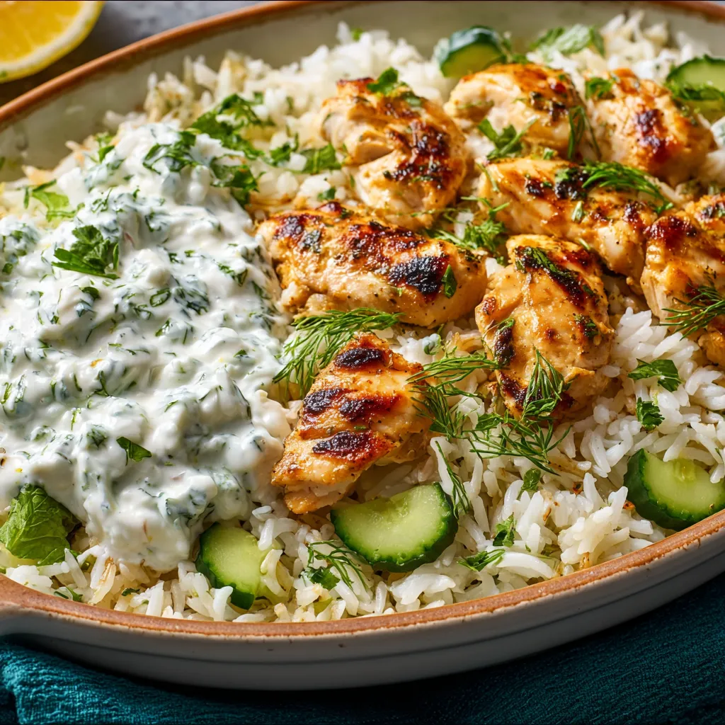 Dump-and-Bake Chicken Tzatziki with Rice Recipe