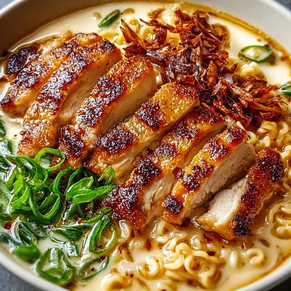 Fiery Chicken Ramen with Creamy Garlic Sauce