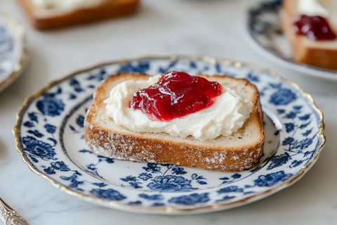 A slice of bread topped with raspberry jam.